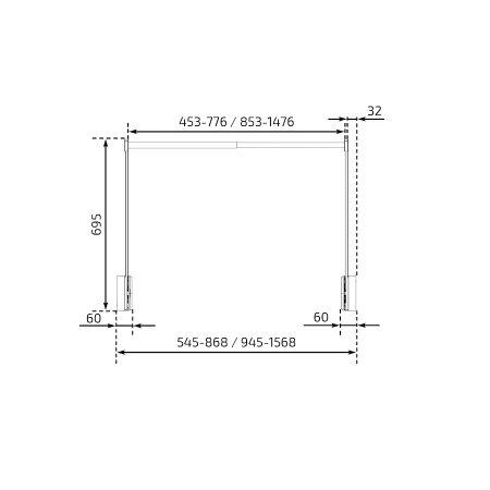 Dimensiones - Elevador de colgador de ropa - Butler 720