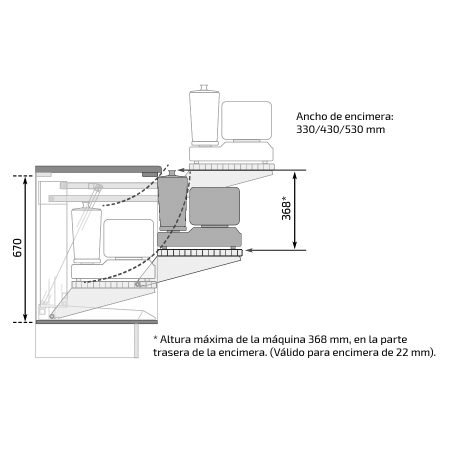 Dimensiones - Elevador de máquina incl. encimera - Granberg Unilift 870