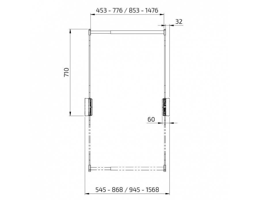 Dimensiones - Elevador de colgador de ropa - Butler 722